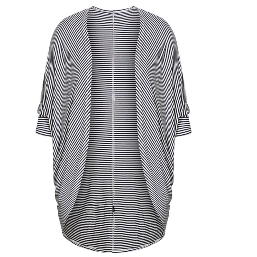 Zim & Zoe Lounge Women Striped Open Front Cardigan‎ Kimono Oversized Size 14